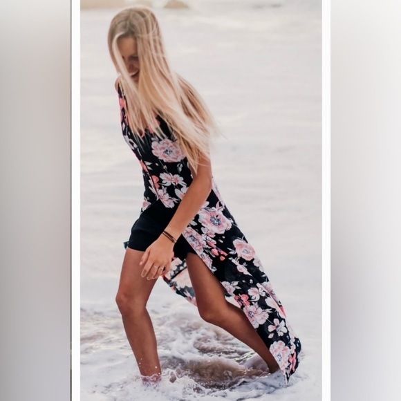 Roxy 2 piece floral sleeveless dress / romper/ bathing suit cover up - Picture 1 of 13